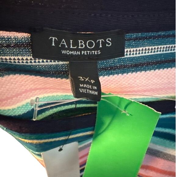 Talbots Woman 3X Petite 100% Cotton Multicolor Stripe Knit Top Casual Chic - Picture 5 of 6